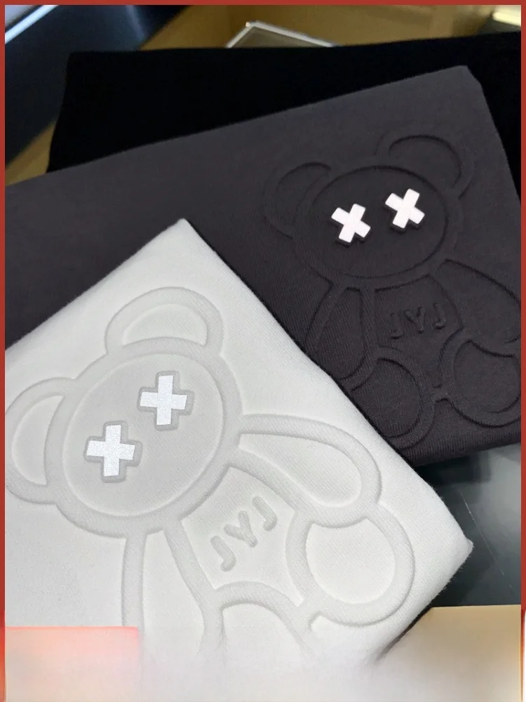 

Летняя футболка из плотного хлопка для пар, мужская футболка ort Sve с круглым принтом Ne Pure Color Stand Fit Youth Faion