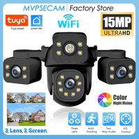 15MP HD WIFI IP Color Night Vision Three Screen Three Lens Camera Auto Tracking IP66 Waterproof CCTV Video Security Tuya Smart