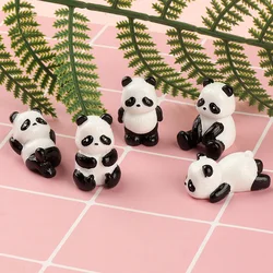 5Pcs/Set Mini Panda Figurines Miniature Cartoon Panda Micro Landscape Ornament Miniature Flower Potted Decor DIY Car Home Decor