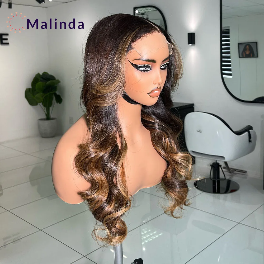 Honey Blonde 4/30 Colored Glueless Wig Human Hair Preplucked Ready To Wear 9x6 Body Wave Transparent Lace Closure Wigs For Women