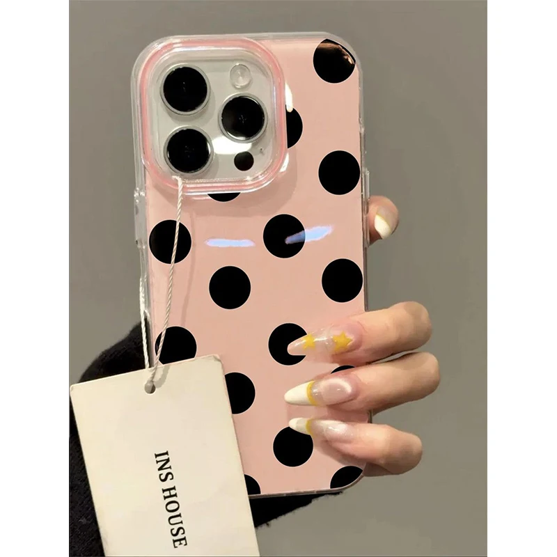 العصرية Ins نمط الصيف الكورية نمط بسيط شخصية موجة نقاط جراب هاتف آيفون 16 15 14 13 12Pro ماكس لينة الغطاء الخلفي #3
