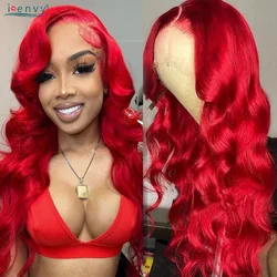 Colored Hot Red Lace Front Human Hair Wigs Body Wave 99J Burgundy 13X4 Hd Lace Frontal Wig Human Hair Curly Wigs For Women Remy