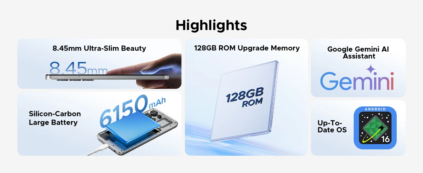 Global Version DOOGEE Note56X Pro Smartphone Android 16 Gemini AI 6150mAh Battery 6.56'' Display Widevine L1 Mobile Phone NFC