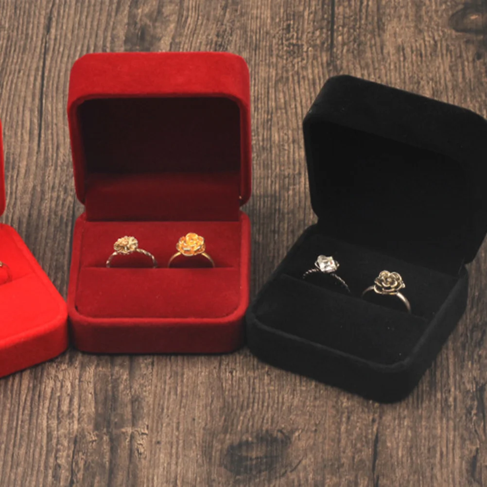 

1Pcs Ring Storage Box Creative Proposal Flannel Finger Ring Case Wedding Supply Jewelry Organizer Gift for Valentine Anniversary