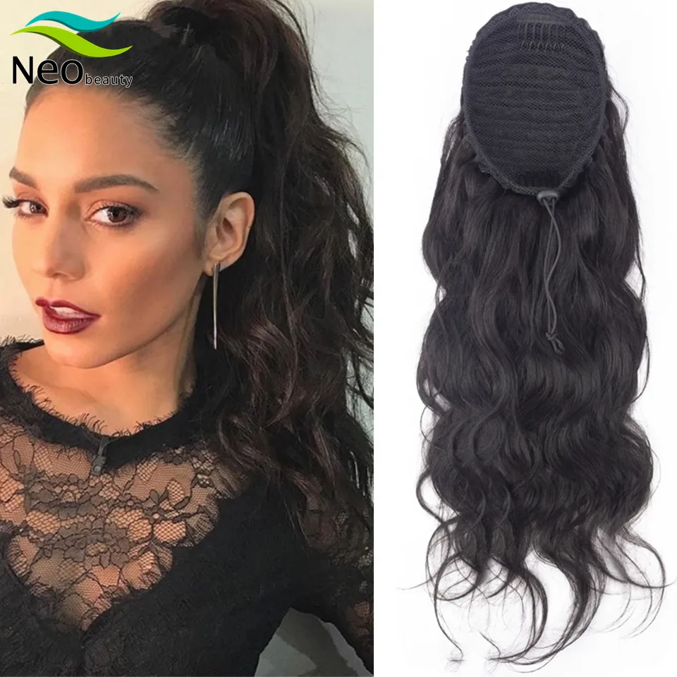 30 inch Body Wave Long Wavy Wrap Around Clip In Ponytail Hair Extension Brazilian Remy Human Hair Natural Color