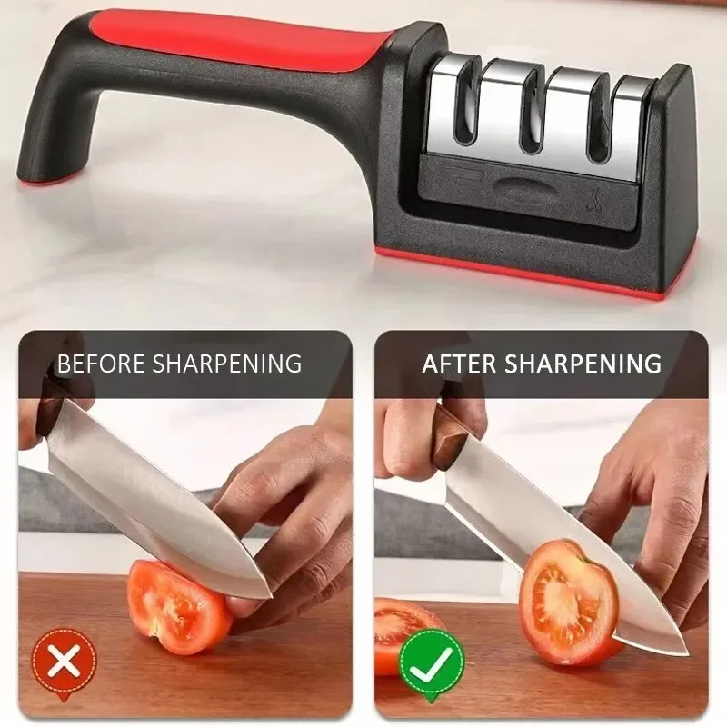 Multi-Function Handheld Kitchen Knife Sharpener, afiação rápida, facas de pedra, 3-4 segmento, 3-4 segmento