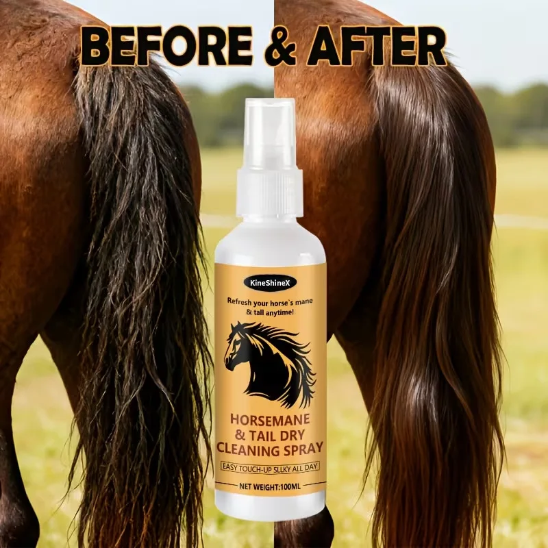 Horse Detangling Spray, Mane and Tail Smoothing Spray, No-Rinse, Resolves Horse Tangle Issues, Suitable for All Sizes of Horses
