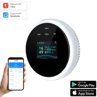 Tuya Wifi fugas con función de temperatura detectores de Gas Combustible soporte hogar vida inteligente Sensor de alarma de Gas Natural pantalla LCD
