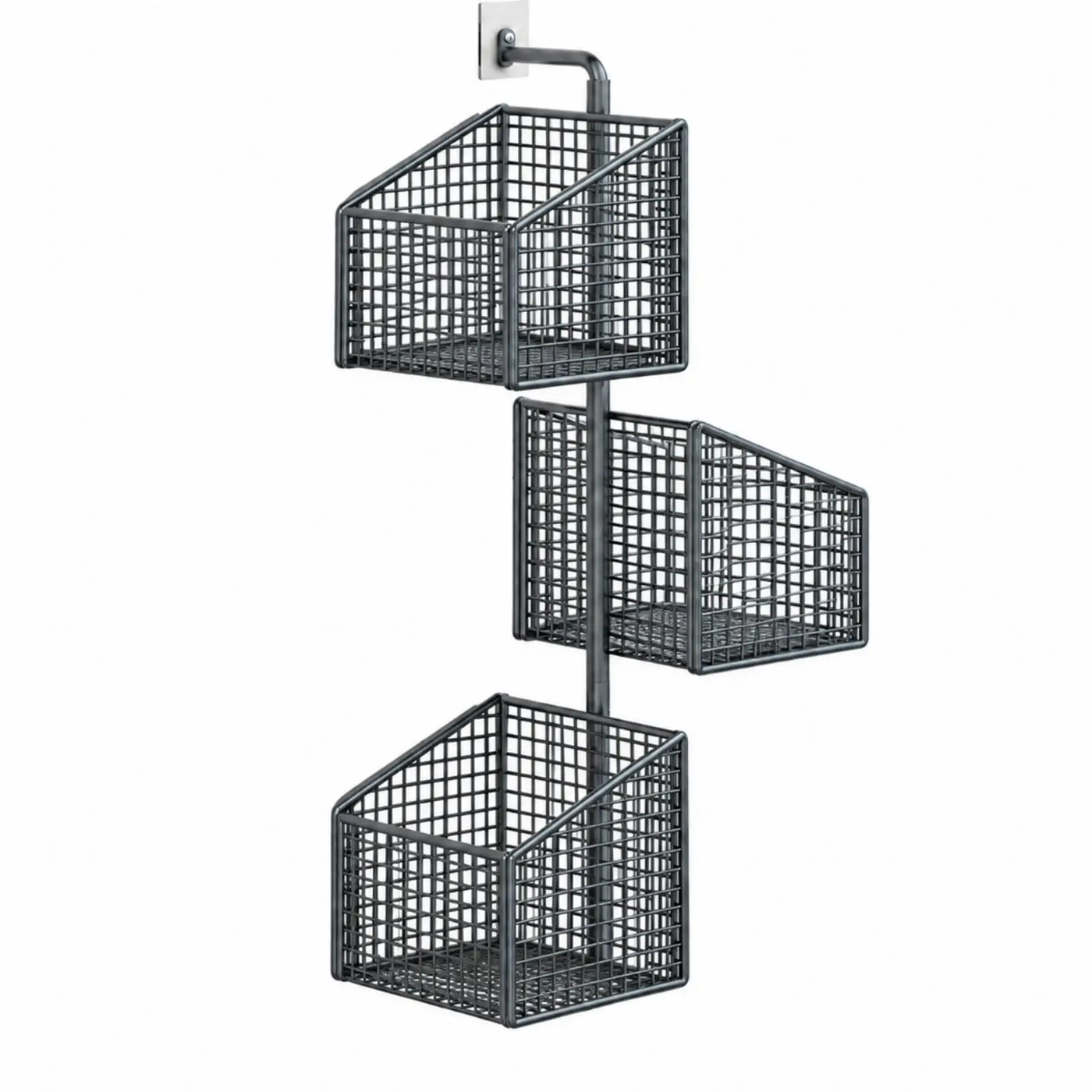 Wall Mounted Metal Spice Rack Rotating Wire Basket for Kitchen Pantry Storage Garlic Onion Holder
