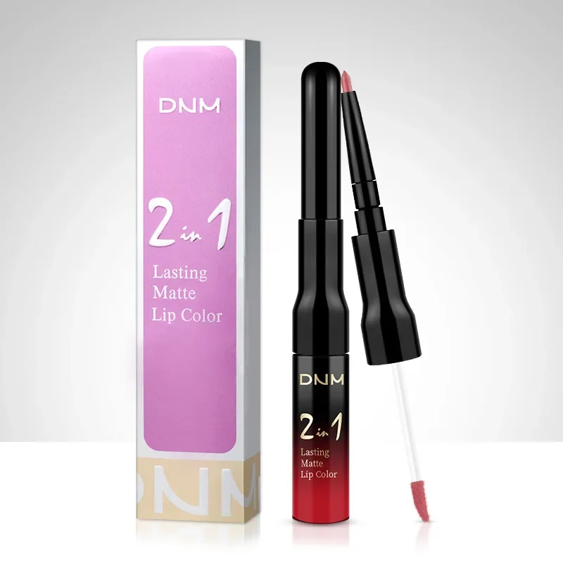 Professional Cosmetics Waterproof Oil Proof and Long-lasting 2 Step Lips Liquid Lipstick & Liner