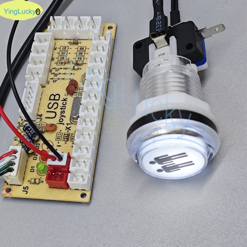 33mm 5V 12V Licht beleuchteter Druckknopf für Arcade-Spiel-Kit DIY Coin Start Select Pause Exit PS Swing Vending Crane Machine – Detail 1