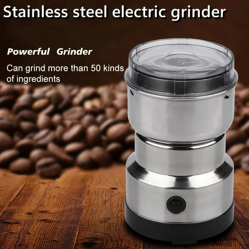 Multipurpose Electric Coffee Bean Grinder, Stainless Steel Milling Machine for Seeds, Spices, Nuts, Portable Ultrafine Grinder