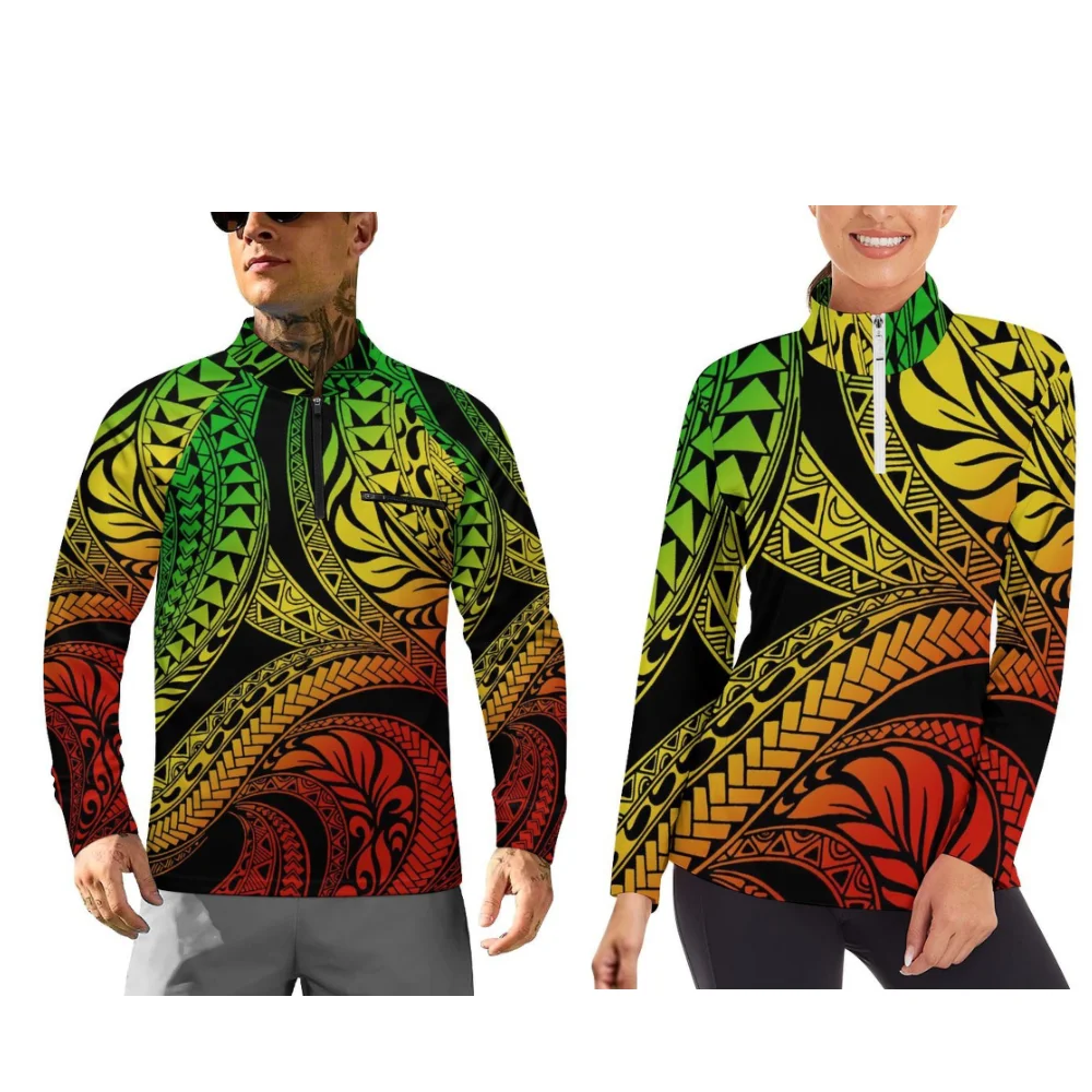 Polynesian Long-Sleeved Sportswear 2025 New Design Couple Sportswear Customizable Pattern Sportswear