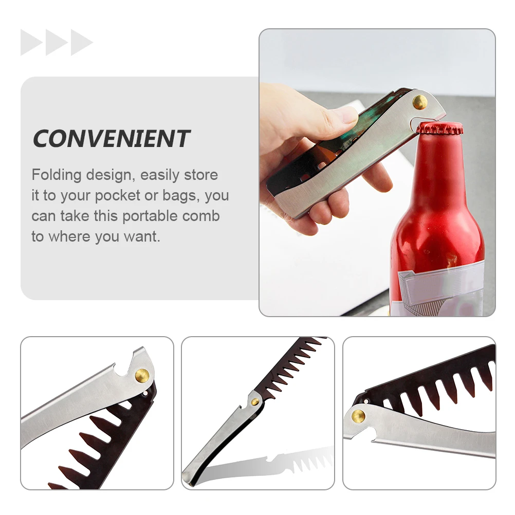 

2pcs Folding Comb for Men Oil Hair Styling Stainless Steel Wide Teeth Beard Comb Portable Lightweight Durable Professional Home
