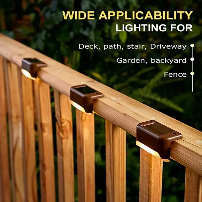 1-12PCS  Solar Fence Light Outdoor Waterproof LED Railing Lamp for Garden Steps Stairway Path Courtyard Wall