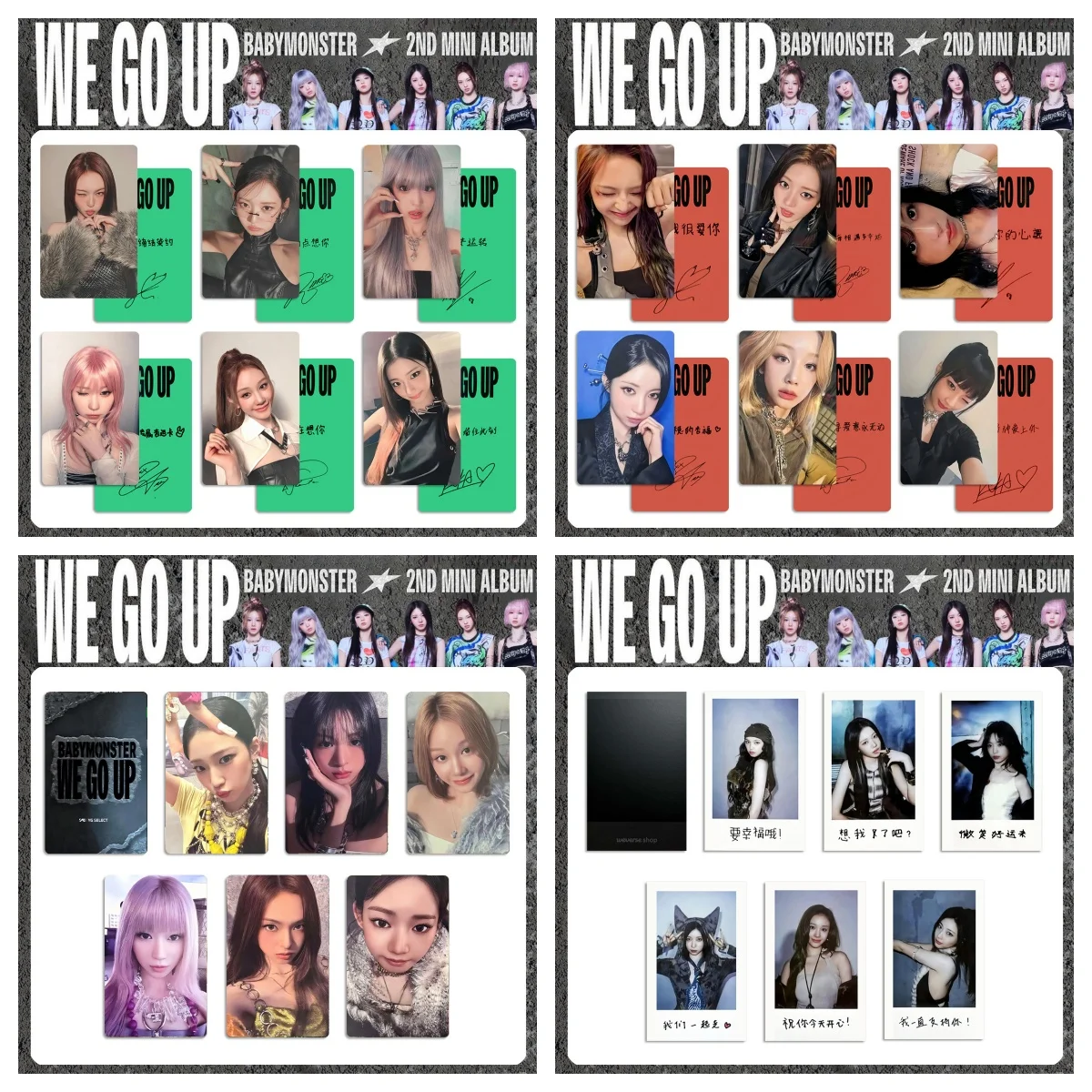 BABYMONSTER 2ème Mini Album WE GO UP cartes photo Ahyeon Ruka carte personnelle Double face impression Film lumineux LOMO carte Fans cadeau