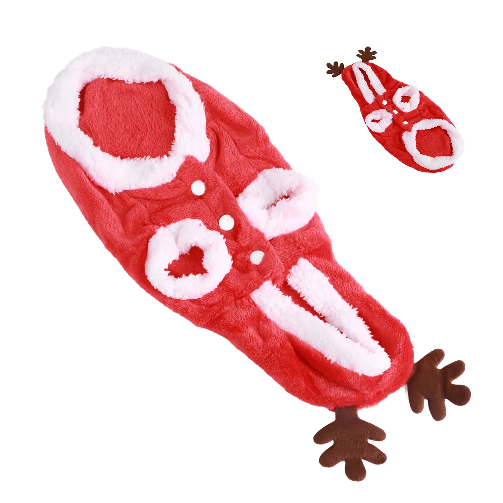 Vêtements de noël pour animaux de compagnie, flanelle, boutons à pression, fermeture à capuche, manteau de Costume pour chien, chat, chiot, Chinchillas, lapins, M, 1 pièce