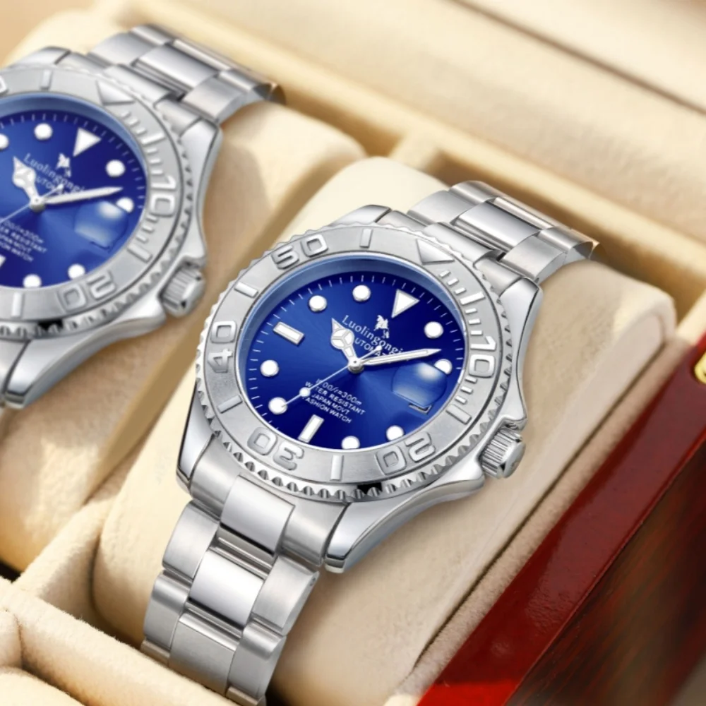 

Popular Men's Automatic Mechanical Watch, Hollow-Out Waterproof Luminous Calendar Steel Band Wristwatch, Versatile Business and Sports Style with a High-End Feel, Diving Watch for Men, New Light Luxury Business Style, Top Choice for a Boyfriend's Birthday