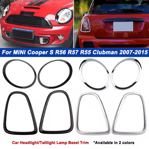 Car Headlight Taillight Cover Trim Black/Silver Trim Ring For BMW Mini R55 R56 R57 R58 R59 2007-2015 Front/Rear Lamp Cover Trims
