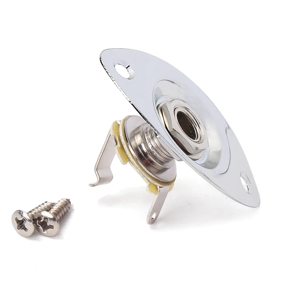 

1 Quarter Inch 6.35mm Chrome Guitar Jack Pickup Socket Oval Output Input Plug Electric Guitar Bass Replacement