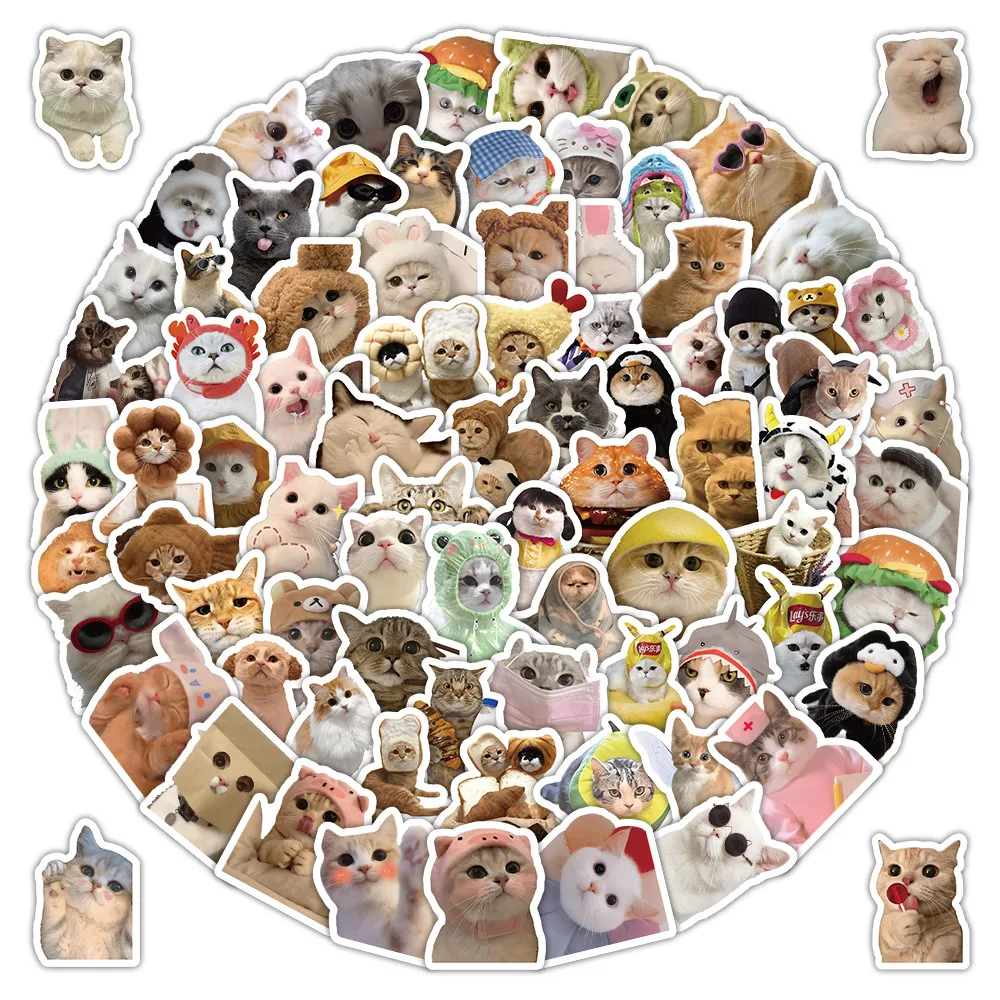 100 Pcs Realistic Cat Photo Stickers - Lifelike Feline Decals for Journals & Phone Cases Giajar Sticker Store