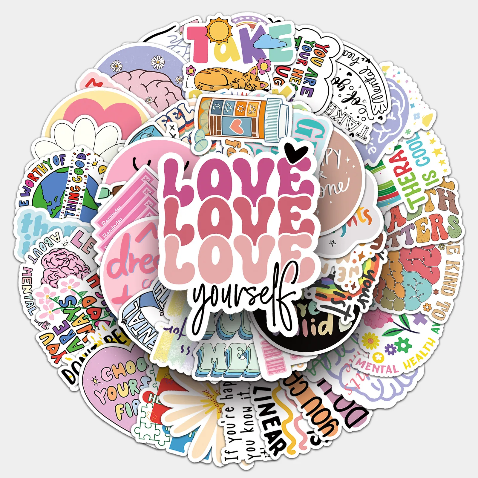 50PCS Mental Health Stickers Graffiti Stickers DIY Diary Phone Case Handmade Scrapbook Aesthetic Stickers image 4