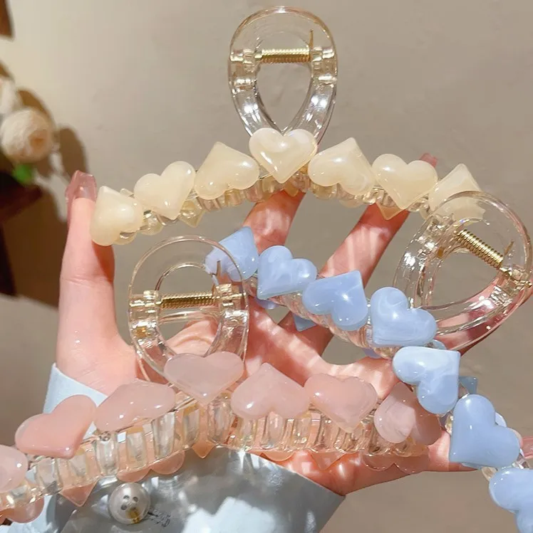 Vintage Jelly Love Scratch Clip Large Crab Hair Scratch Clip Ponytail Clip Korean Girl Fashion Claw Headdress Summer Accessories image 4