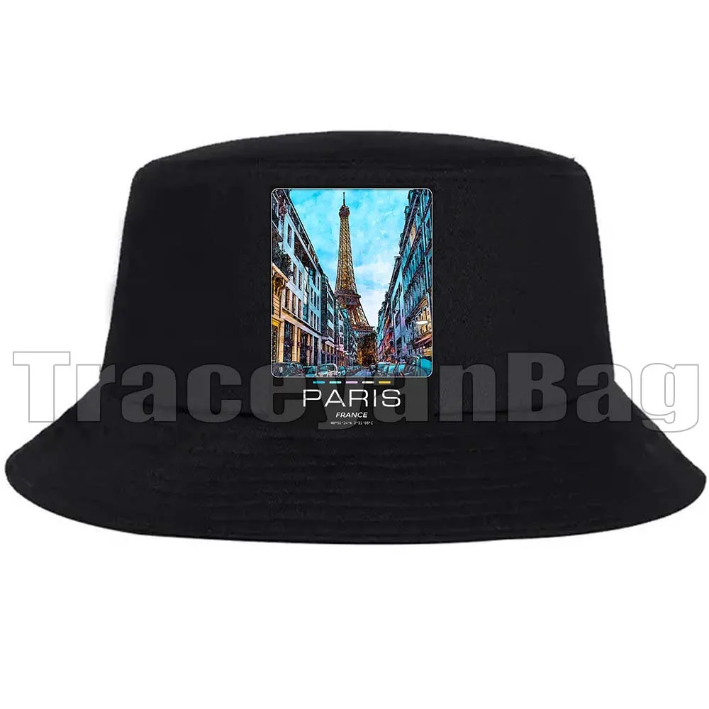 

New York Paris London Seoul Sydney Toronto Las Vegas Los Angeles San Francisco Salt Lake Mexico Black Unisex Bucket Hats Sun Cap