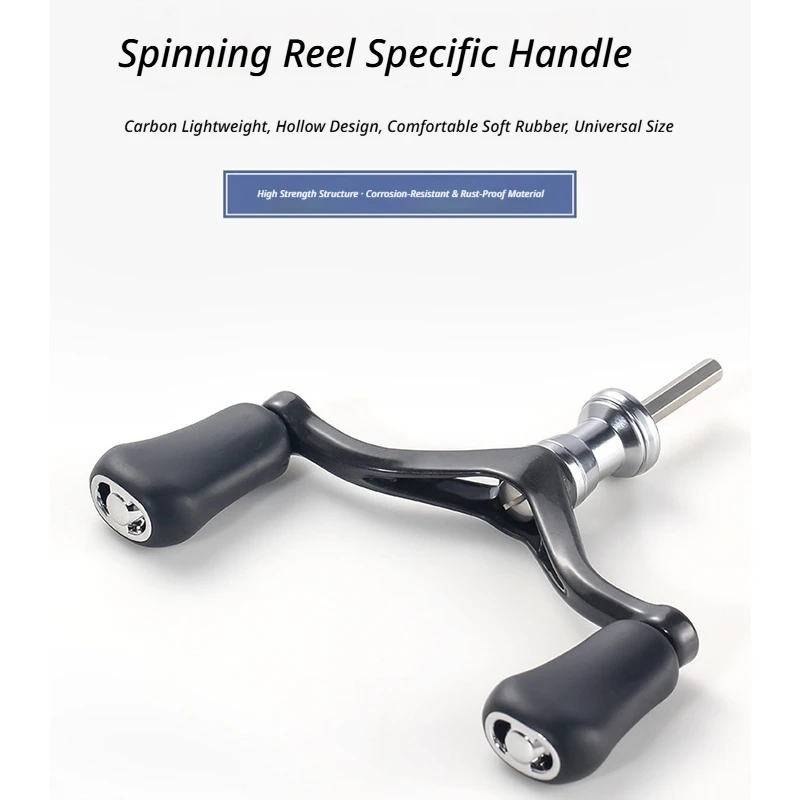 HAUTTON High Strength Carbon Spinning Fishing Reel Handle 32g Square Double Rocker Arm Universal Hexagonal Fits 1000 To 4000