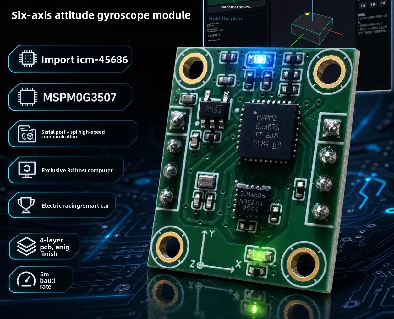 Gyroscope Module ICM45686 M0 MCU High Precision 6 Axis Motion Sensor for DIY Electronic Competition Robotics Development Use