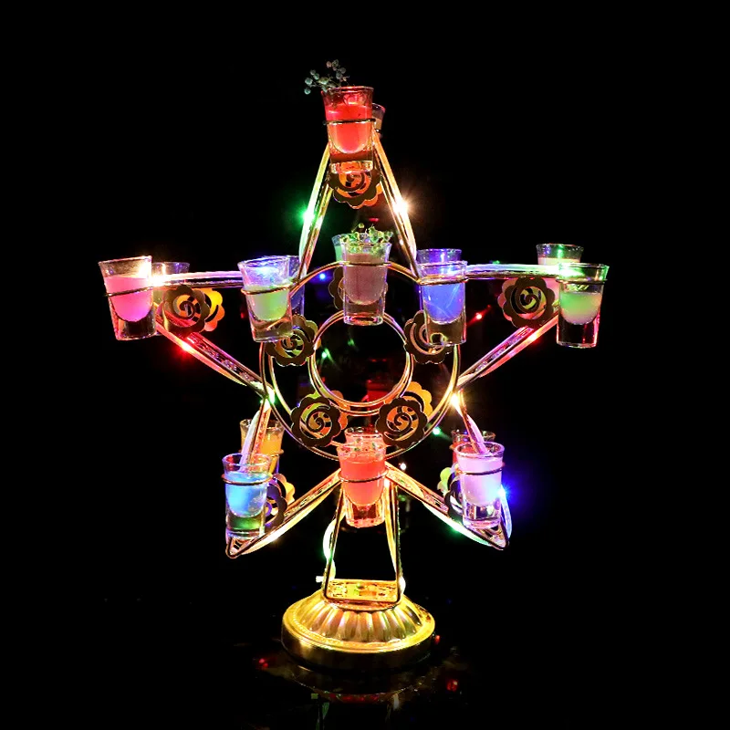 Luminous pentagram cup holder bar KTV clear bar cocktail champagne fighting game party luminous entertainment