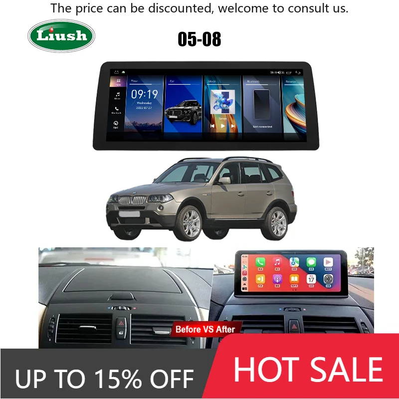 

Carplay Liush 12.3 Inch GPS Navigation Multimedia For BMW X3 E83 2005-2008 Car Radio Stereo Player Touch Screen With Android