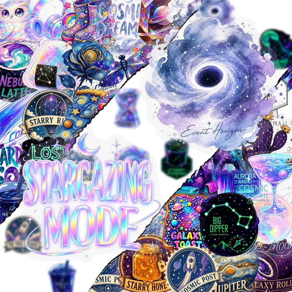 10/30/50pcs Fantasy Mystery Galaxy Universe Stickers Cartoon Aesthetic Decals Scrapbook Suitcase Phone Transparent Sticker Pack
