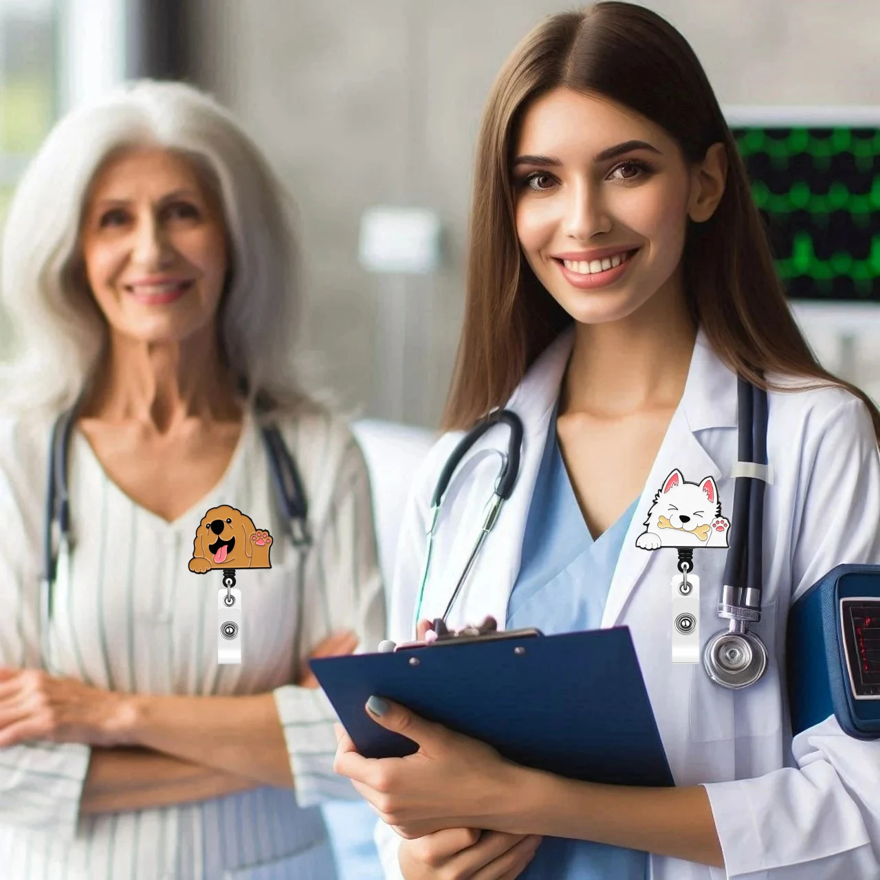 

Retractable Badge Acrylic Dog Badge Nurse Badge 8*5*2.2cm For Healthcare Work