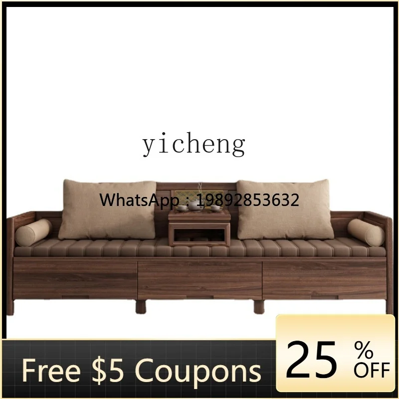 Walnut Small Apartment Living Room Box Storage Sofa Bed Full Arhat Collapse