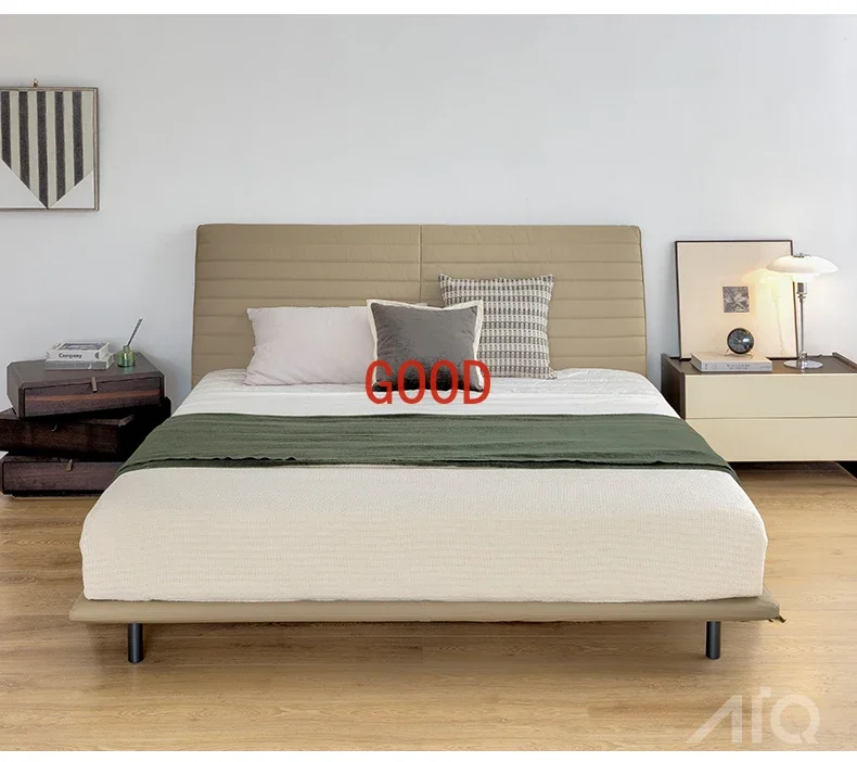 Light Luxury Leather Bed Modern Minimalist Master Bedroom Bed Soft