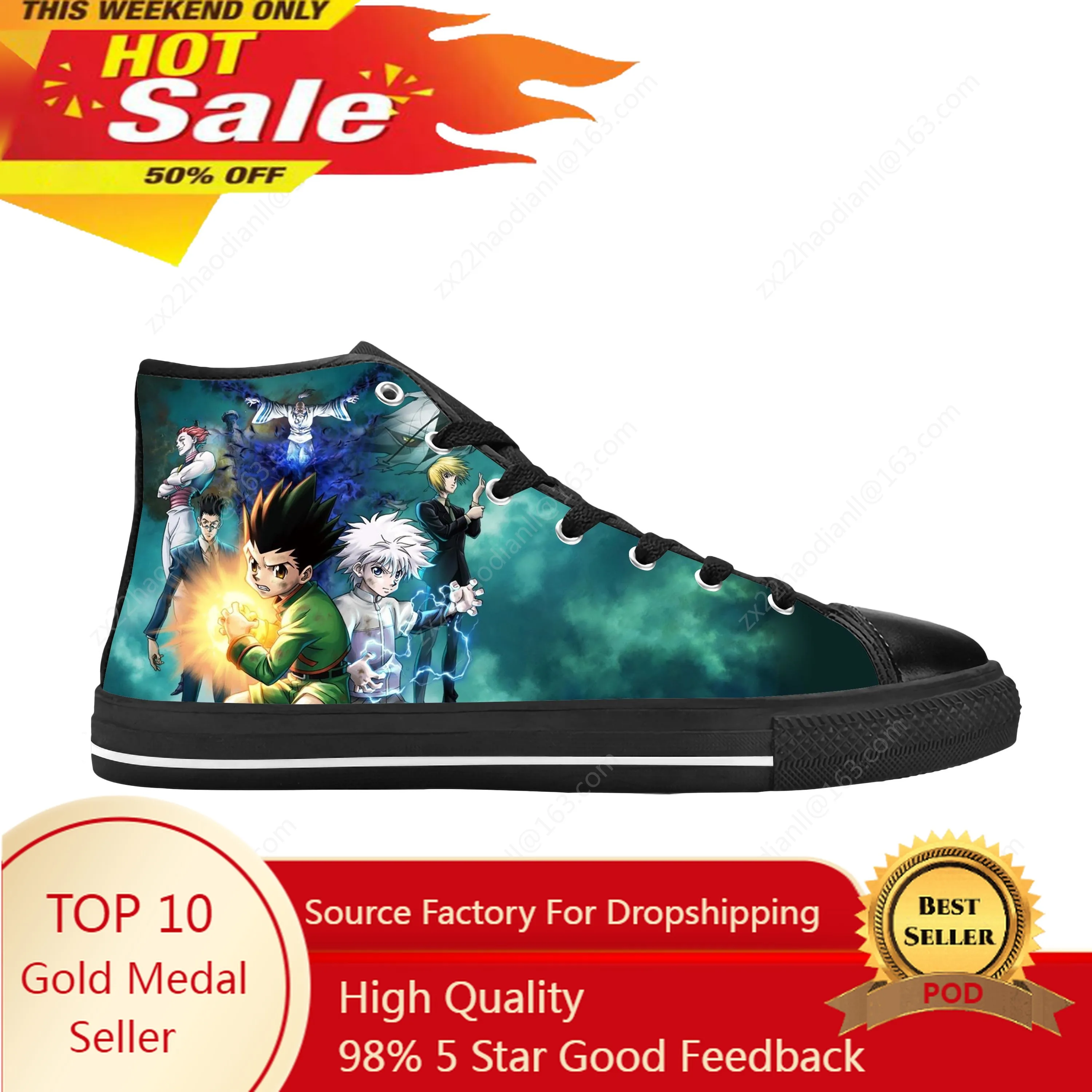 

Japan Anime Manga Hunter X Hunter Killua Hisoka Casual Cloth Shoes High Top Comfortable Breathable 3D Print Men Women Sneakers