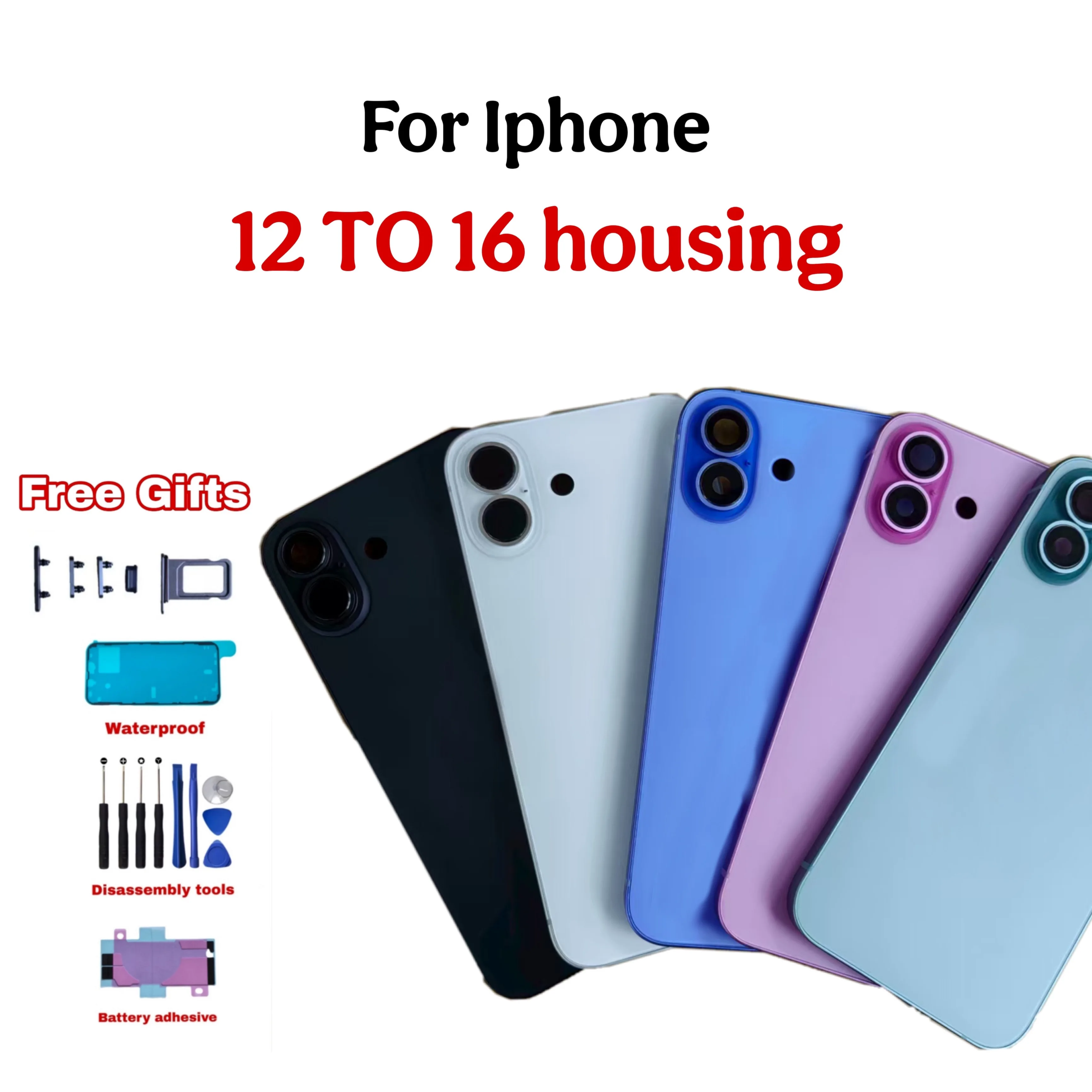 

DIY 12 TO 16 Bodychange housing For iphone 12 to 16 Replacement Back Housing with Middle Frame Back Cover Glass Free shipping