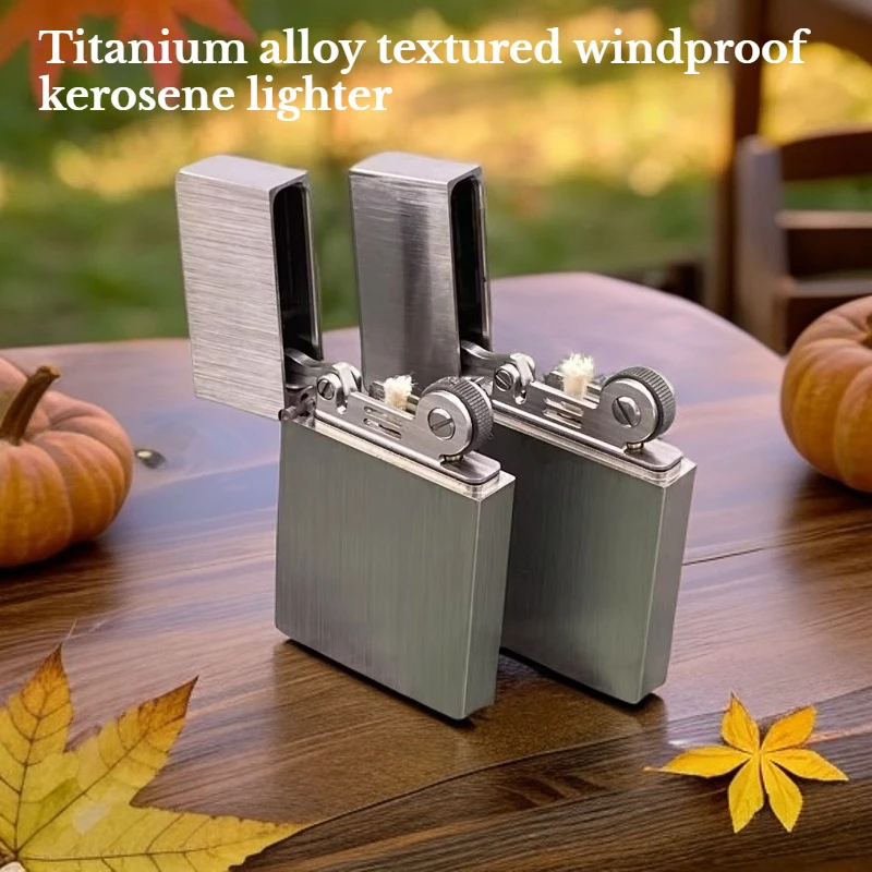 NEW Titanium Alloy Classic Ultra-thin Brushed Texture Windproof Igniter Premium Gift Lightweight and Durable