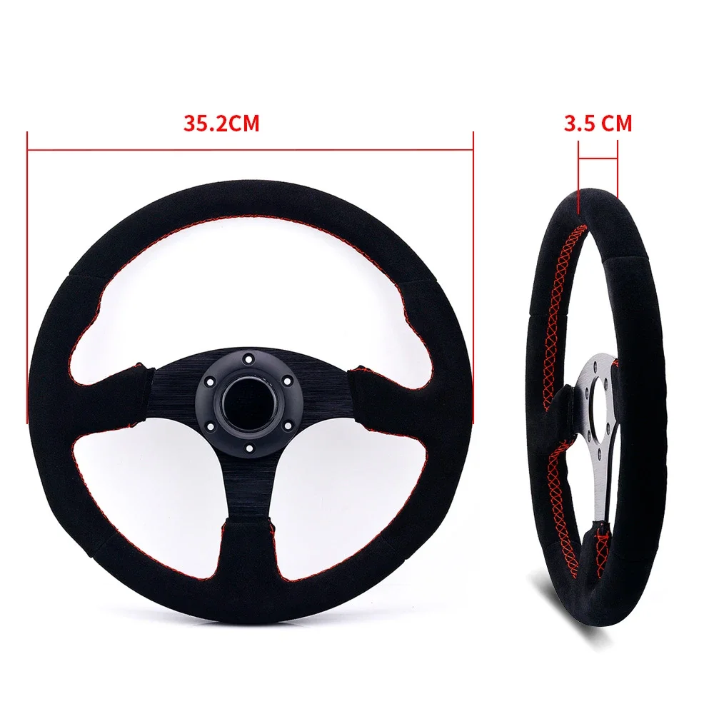 14'' Universal Racing Steering Wheel 350MM Car Sport Steering Wheel Suede Drifting Ralliart Game Steering Wheel Car Accessories