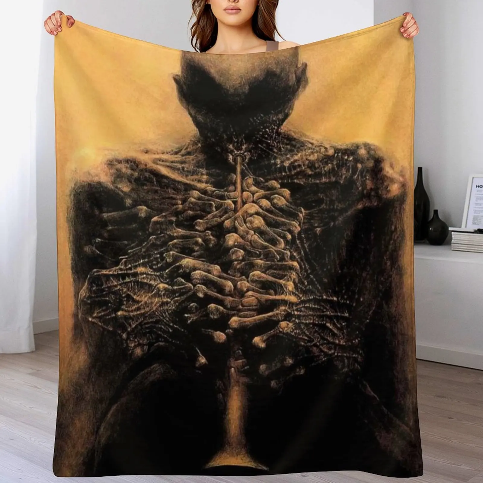 

Untitled (Musician), by Zdzisaw Beksiski Throw Blanket Sleeping Bag Camping Blankets