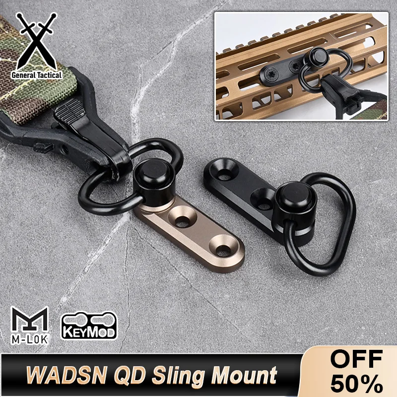 WADSN Tactical Metal QD Sling Mount Fit MLOK KEYMOD Rail M4 AR15 Mounted Base Swivel Strap Buckle Quick Release Button Hunting