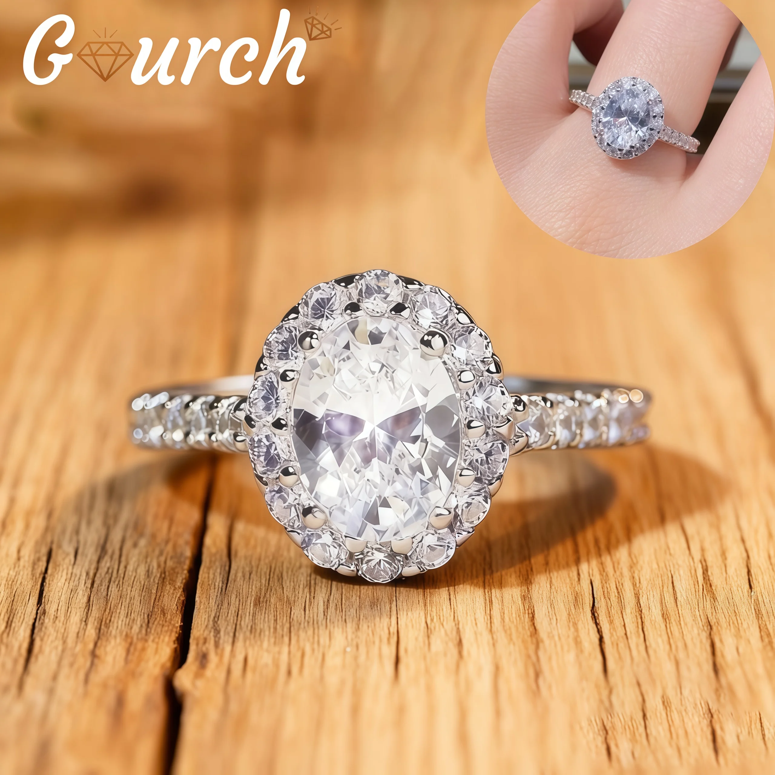 

Gourch S925 Sterling Silver 1.5CT D Color Moissanite Ring for Women Wedding Engagement Anniversary Band Jewelry Elegant Gifts