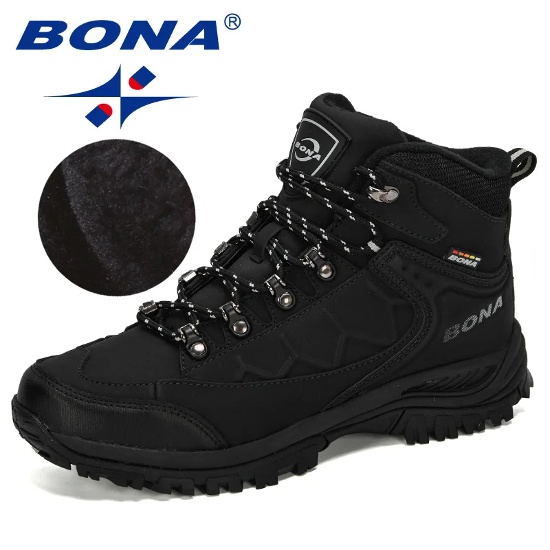 BONA  New Designers Nubuck Leather Hiking Shoes Men Autumn Winter Climbing Boots High Top Trekking Hunting Shoe Trainers Man