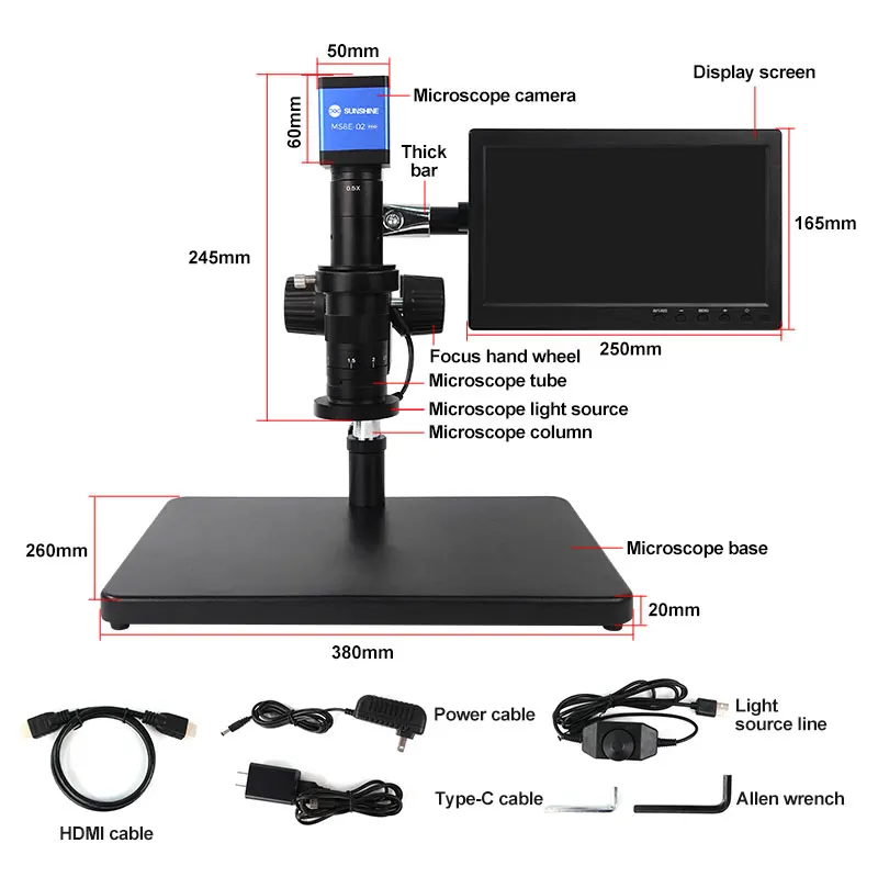 Imagem -06 - Sunshine-conjunto de Microscópio Digital Eletrônico para Solda Lente de Câmera Industrial Hdmi Usb 1080p 4800w Ms8e02 Pro