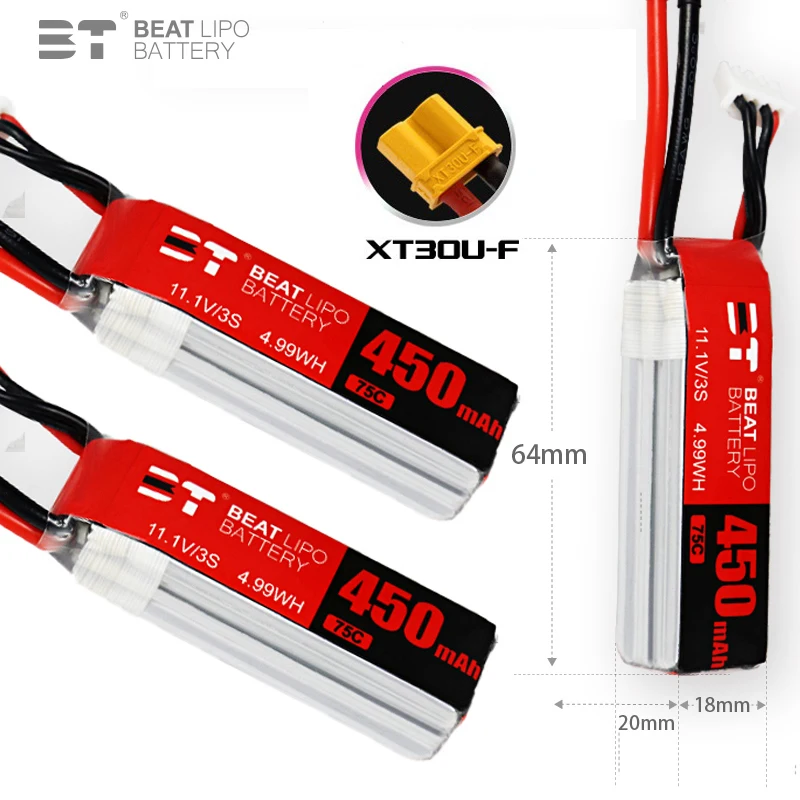 3S 11.1V 450mAh 75C LiPo Battery For RC Helicopter Quadcopter FPV Racing Drone Parts 11.1v Drones Battery With XT30 Plug