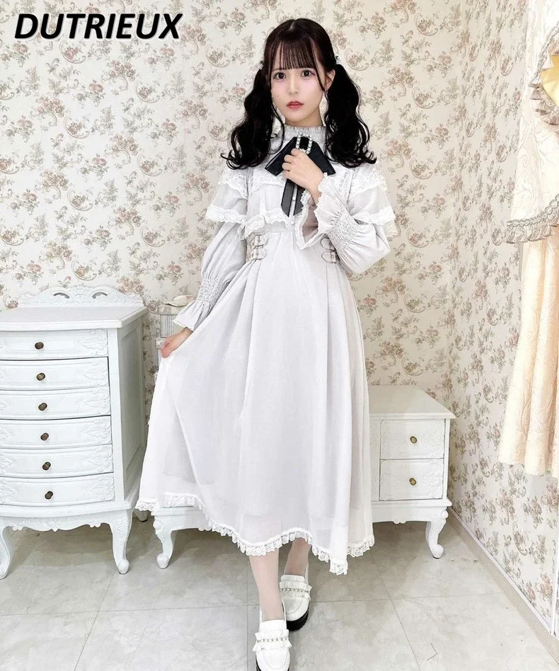 

Lolita Japanese Style Slimming Long Sleeve Dress for Lady Casual Sweet Cute Elegant Women's Dresses Spring Autumn 2024 New