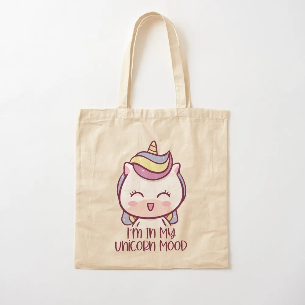 يونيكورن أنا في مزاج يونيكورن الخاص بي - حقيبة حمل يونيكورن السعيدة حقائب سيدة حقيبة تسوق محمولة شعار حقيبة التسوق