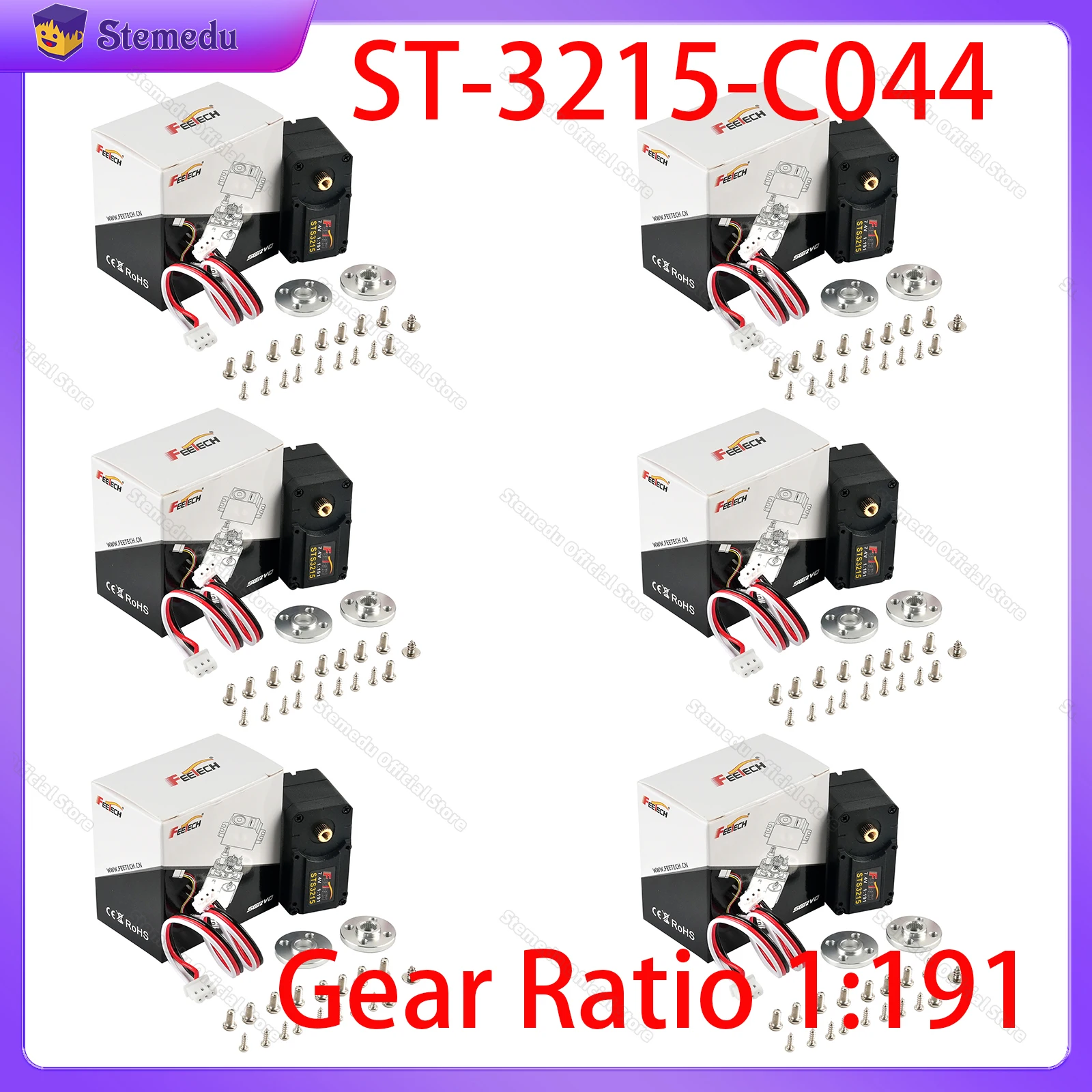 6PCS Feetech ST-3215-C044 7.4V 19KG Serial Bus Servo 1/191 Gear Robot Arm Magnetic Encoder 360° for Robot Clamp Robotics Capital