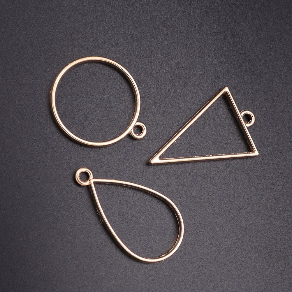 

45pcs Hollow Frame Pendant Charms Silver Color Triangle Drop Round Pendants DIY Open Bezel Pendants Jewelry Accessories